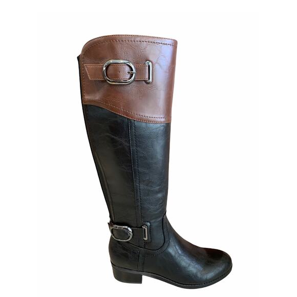 Unisa Knee High Riding boots Black Brown 6 - Picture 1 of 9
